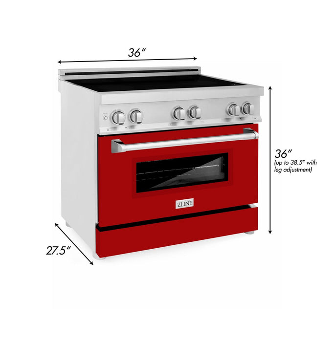 ZLINE 36 Inch 4.6 cu. ft. Induction Range with a 4 Element Stove and Electric Oven in Red Gloss, RAIND-RG-36