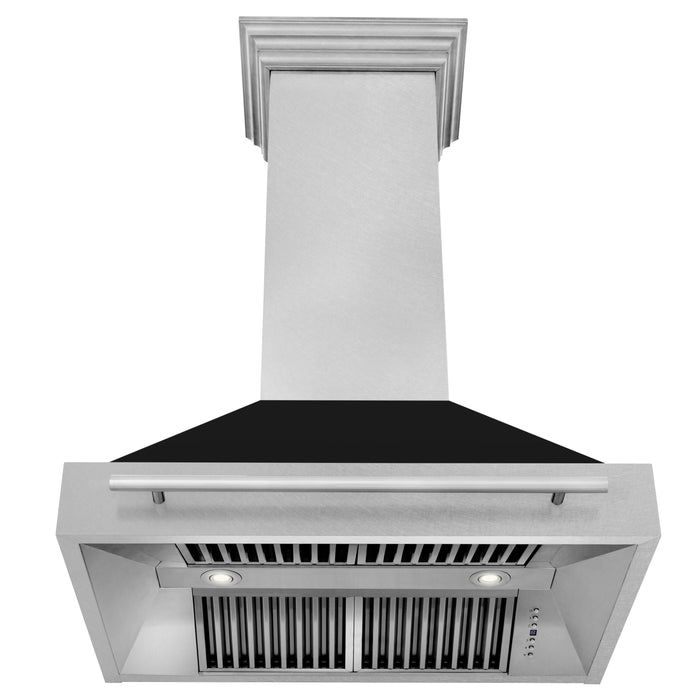 ZLINE 36 Inch DuraSnow® Stainless Steel Range Hood with Black Matte Shell, 8654SNX-BLM-36