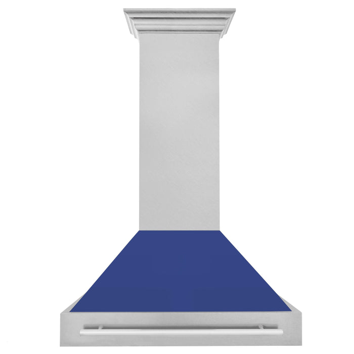 ZLINE 36 Inch DuraSnow® Stainless Steel Range Hood with Blue Matte Shell, 8654SNX-BM-36