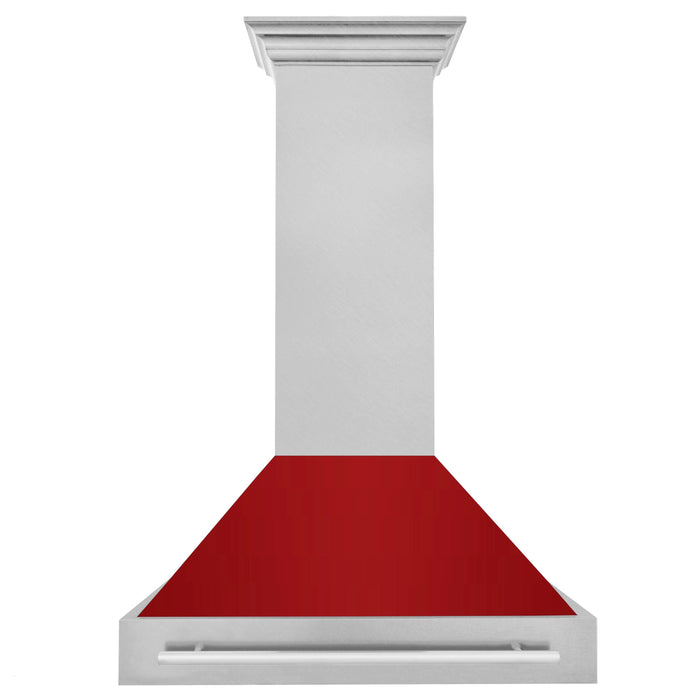 ZLINE 36 Inch DuraSnow® Stainless Steel Range Hood with Red Gloss Shell, 8654SNX-RG-36