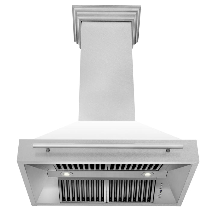 ZLINE 36 Inch DuraSnow® Stainless Steel Range Hood with White Matte Shell, 8654SNX-WM-36