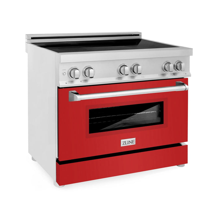 ZLINE 36 Inches 4.6 cu. ft. Induction Range with a 4 Element Stove and Electric Oven in Red Matte, RAIND-RM-36