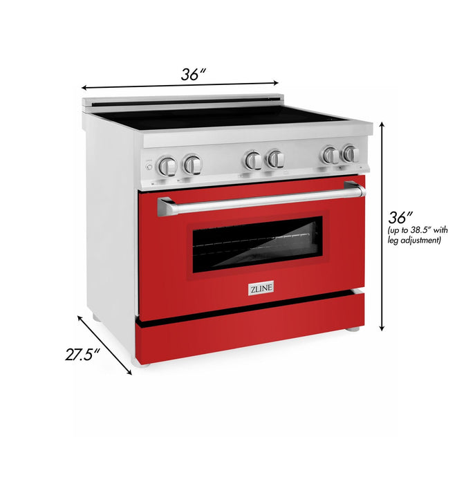 ZLINE 36 Inches 4.6 cu. ft. Induction Range with a 4 Element Stove and Electric Oven in Red Matte, RAIND-RM-36