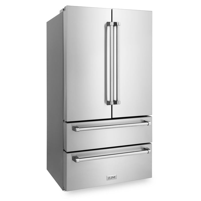 ZLINE 4-Piece Appliance Package - 30 In. Rangetop, Range Hood, Refrigerator, and Double Wall Oven in Stainless Steel, 4KPR-RTRH30-AWS