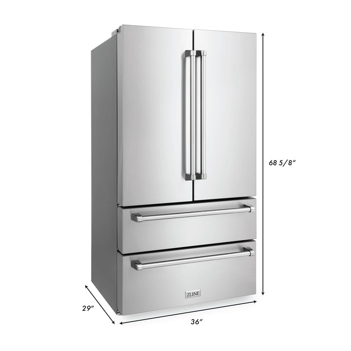 ZLINE 4-Piece Appliance Package - 30 In. Rangetop, Range Hood, Refrigerator, and Double Wall Oven in Stainless Steel, 4KPR-RTRH30-AWS