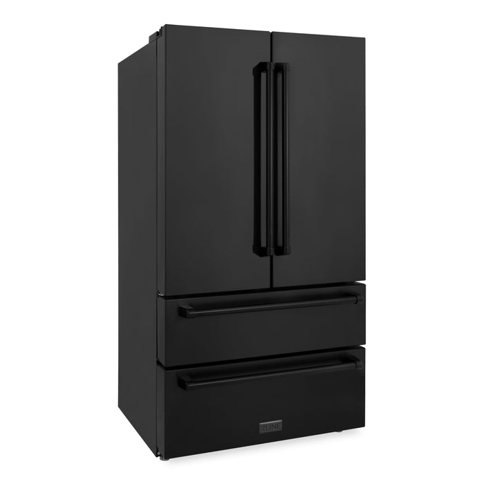 ZLINE 4-Piece Appliance Package - 30 In. Rangetop, Range Hood, Refrigerator, and Wall Oven in Black Stainless Steel, 4KPR-RTBRH30-AWS