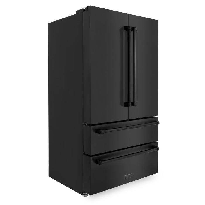 ZLINE 4-Piece Appliance Package - 30 In. Rangetop, Range Hood, Refrigerator, and Wall Oven in Black Stainless Steel, 4KPR-RTBRH30-AWS