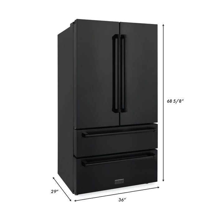 ZLINE 4-Piece Appliance Package - 30 In. Rangetop, Range Hood, Refrigerator, and Wall Oven in Black Stainless Steel, 4KPR-RTBRH30-AWS