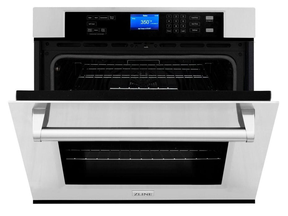 ZLINE 4-Piece Appliance Package - 36 In. Rangetop, Range Hood, Refrigerator, and Wall Oven in Stainless Steel, 4KPR-RTRH36-AWS