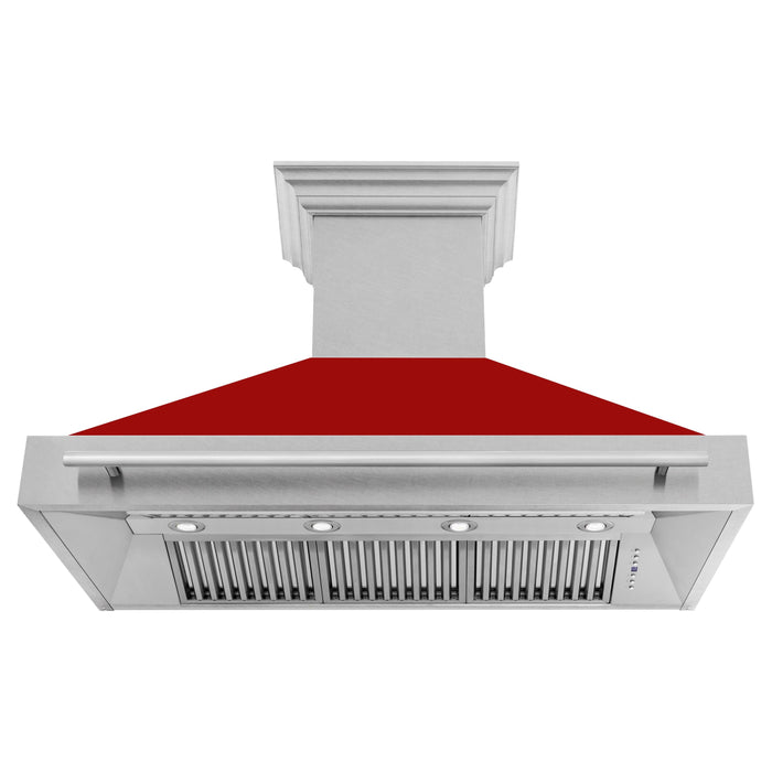 ZLINE 48 In. DuraSnow® Stainless Steel Range Hood with Red Gloss Shell, 8654SNX-RG-48