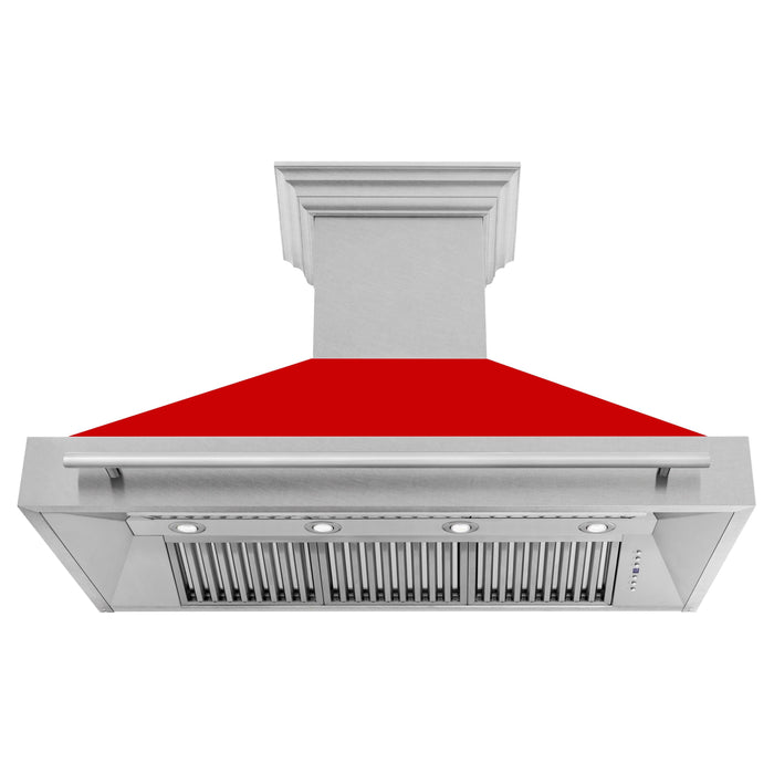 ZLINE 48 In. DuraSnow® Stainless Steel Range Hood with Red Matte Shell, 8654SNX-RM48