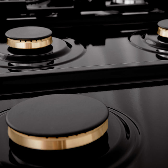 ZLINE 48 In. Rangetop In Black Stainless Steel With 7 Gas Brass Burners, RTB-BR-48