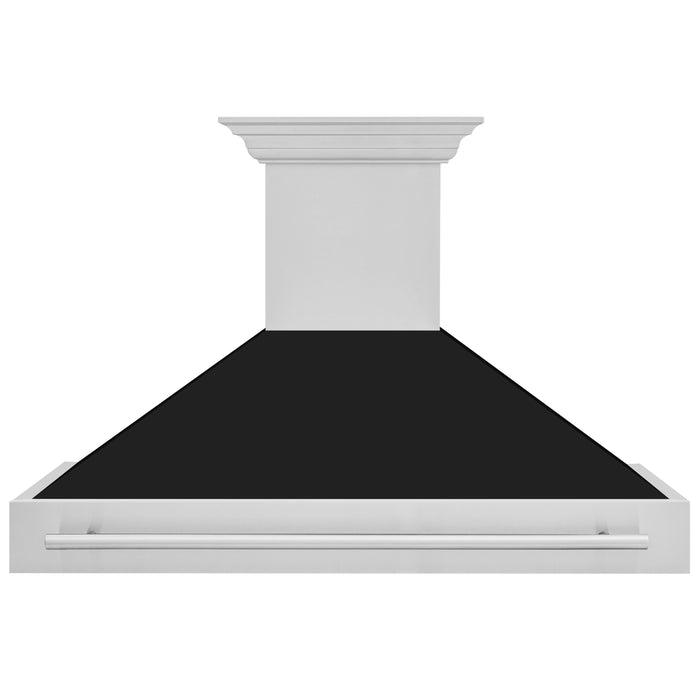 ZLINE 48 In. Stainless Steel Range Hood with Black Matte Shell and Stainless Steel Handle, 8654STX-BLM-48