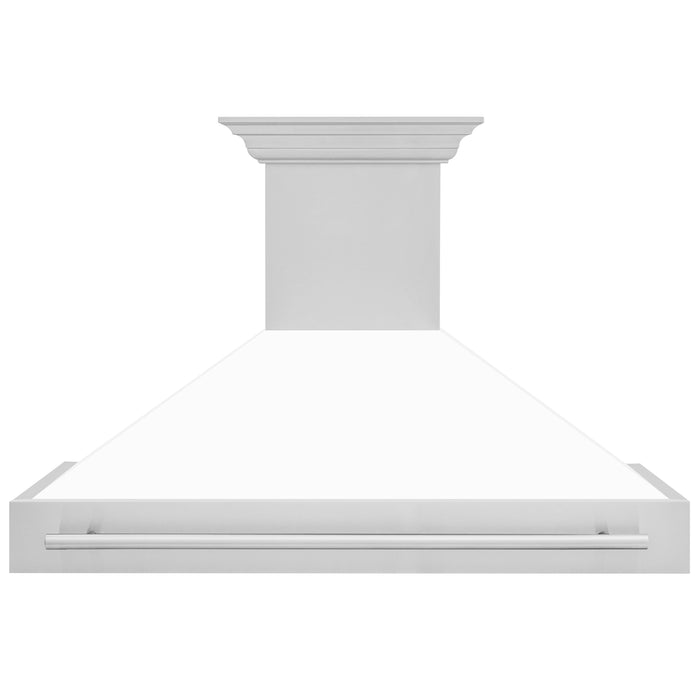 ZLINE 48 In. Stainless Steel Range Hood with White Matte Shell, 8654STX-WM-48