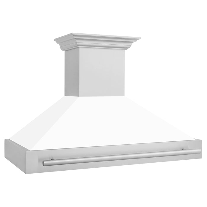 ZLINE 48 In. Stainless Steel Range Hood with White Matte Shell, 8654STX-WM-48