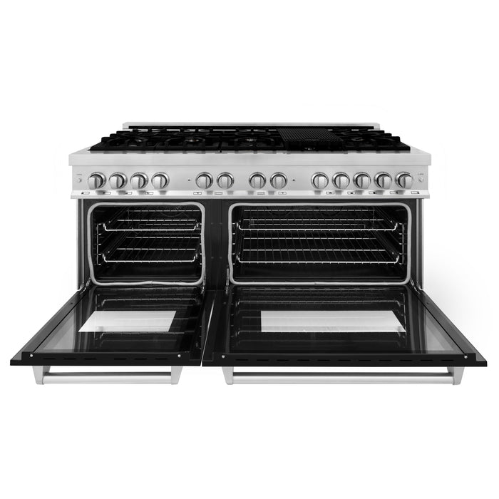 ZLINE 60 In. Professional Dual Fuel Range in Stainless Steel with Black Matte Door, RA-BLM-60