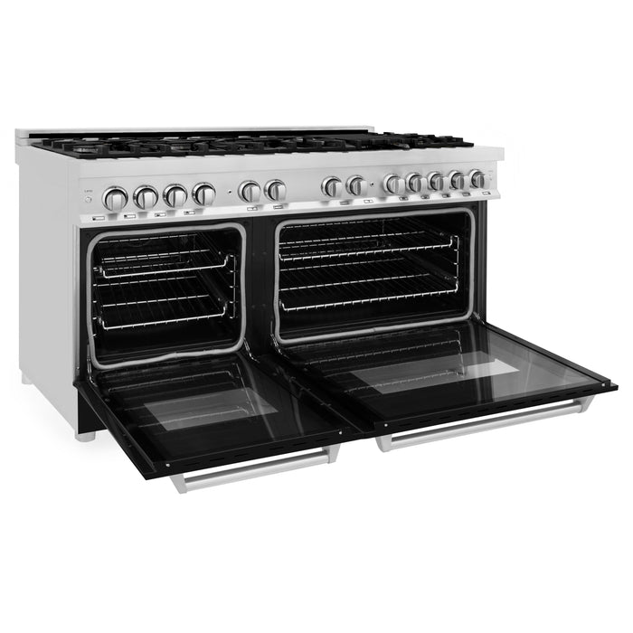 ZLINE 60 In. Professional Dual Fuel Range in Stainless Steel with Black Matte Door, RA-BLM-60