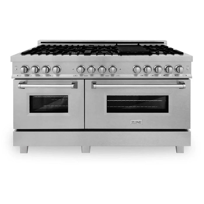 ZLINE 60 In. Professional Dual Fuel Range in Stainless Steel with DuraSnow®Stainless Steel Door, RA-SN-60