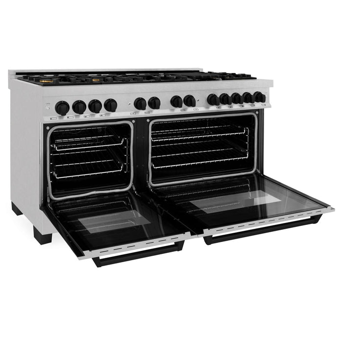 ZLINE 60 Inch Autograph Edition Dual Fuel Range in Stainless Steel with Matte Black Accents, RASZ-60-MB