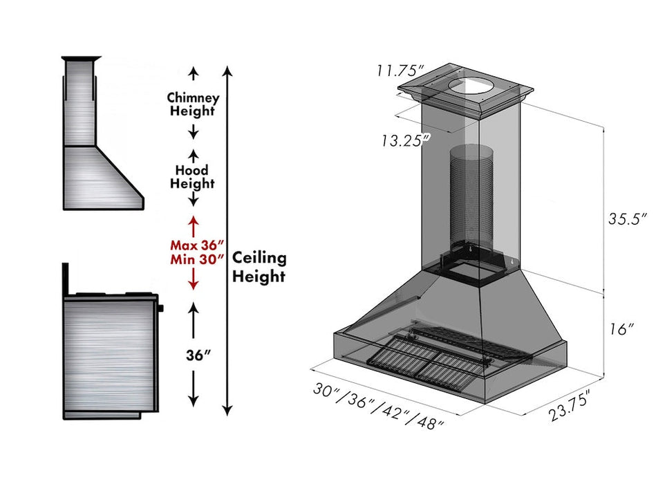 ZLINE 30 in. Kitchen Package with Fingerprint Resistant Stainless Steel Dual Fuel Range with Black Matte Door and Convertible Vent Range Hood (2KP-RASBLMRH30)