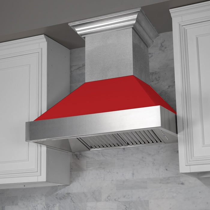 ZLINE 36 in. Kitchen Package with Fingerprint Resistant Stainless Steel Dual Fuel Range with Red Matte Door and Convertible Vent Range Hood (2KP-RASRMRH36)