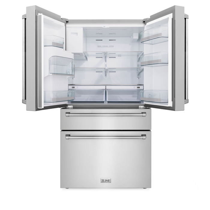 ZLINE Appliance Package - 30" Dual Fuel Range, Refrigerator with Water & Ice Dispenser, Range Hood and Dishwasher