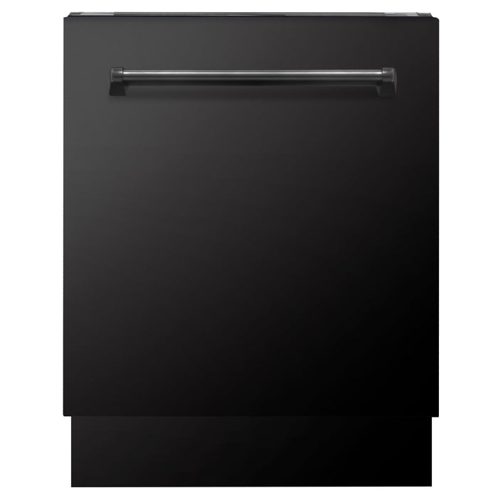 ZLINE Appliance Package - 30" Gas Rangetop, Range Hood, Refrigerator, Dishwasher, Double Wall Oven in Black Stainless