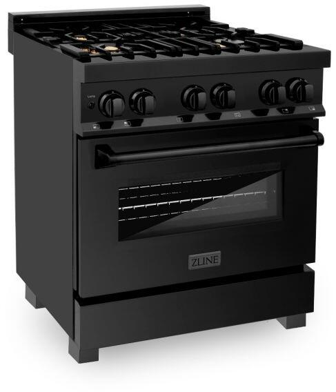 ZLINE Appliance Package - 30 In. Dual Fuel Range, Range Hood, Dishwasher in Black Stainless Steel, 3KP-RABRH30-DWV