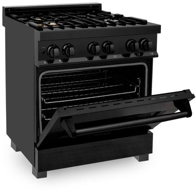 ZLINE Appliance Package - 30 In. Dual Fuel Range, Range Hood, Dishwasher in Black Stainless Steel, 3KP-RABRH30-DWV