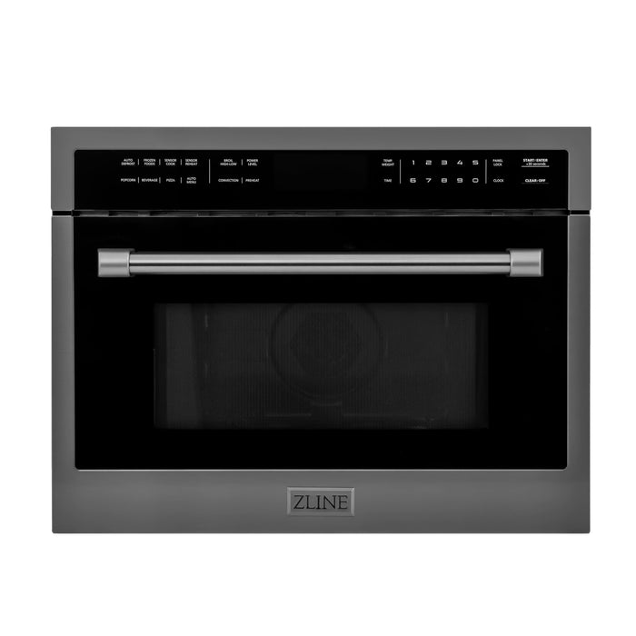 ZLINE Appliance Package - 30 In. Dual Fuel Range, Range Hood, Microwave Oven in Black Stainless Steel, 3KP-RABRHMWO-30