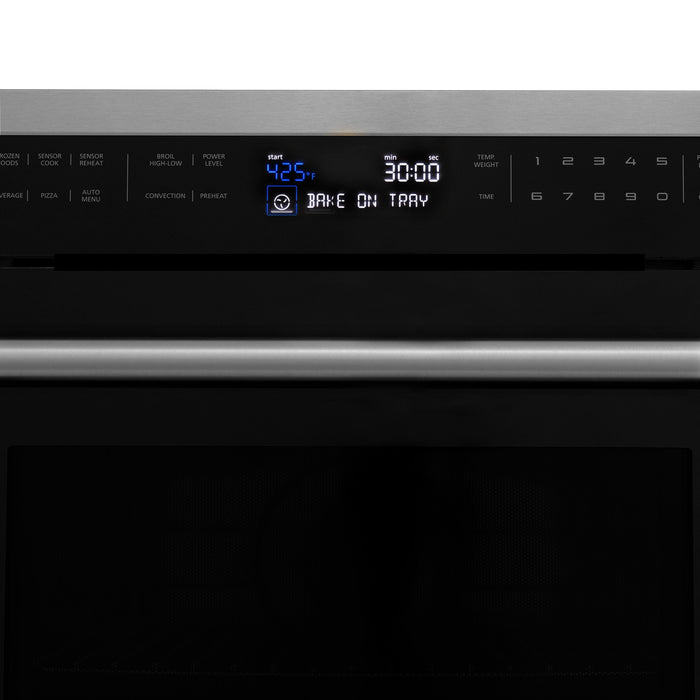 ZLINE Appliance Package - 30 In. Dual Fuel Range, Range Hood, Microwave Oven in Black Stainless Steel, 3KP-RABRHMWO-30