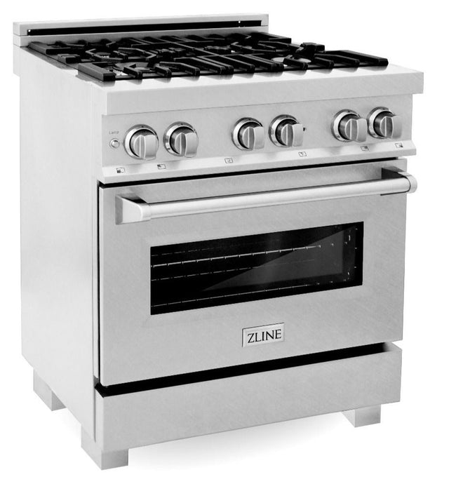 ZLINE Appliance Package - 30 In. Dual Fuel Range and Over the Range Microwave in DuraSnow® Stainless Steel, 2KP-RASOTRH30