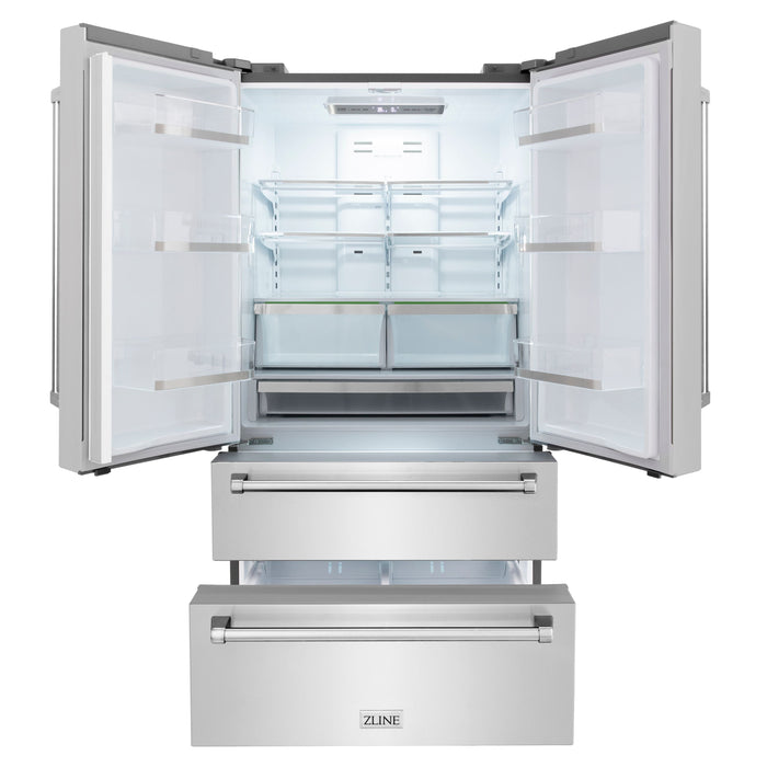 ZLINE Appliance Package - 30 in. Dual Fuel Range, Range Hood, Microwave Drawer, 3 Rack Dishwasher, Refrigerator, 5KPR-RARH30-MWDWV