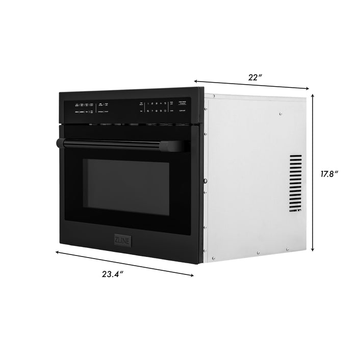 ZLINE Appliance Package - 30 in. Dual Fuel Range, Range Hood, Microwave Oven, and Dishwasher in Black Stainless Steel, 4KP-RABRH30-MODW