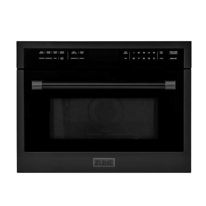 ZLINE Appliance Package - 36 in. Gas Range, Range Hood, Microwave Oven, Dishwasher - Black Stainless Steel, 4KP-RGBRH36-MODW