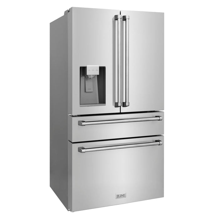 ZLINE Appliance Package - 48" Gas Range, Range Hood Insert, Refrigerator with Water and Ice Dispenser, Dishwasher and Microwave Drawer, 5KPRW-SGRRHI48-MWDWV