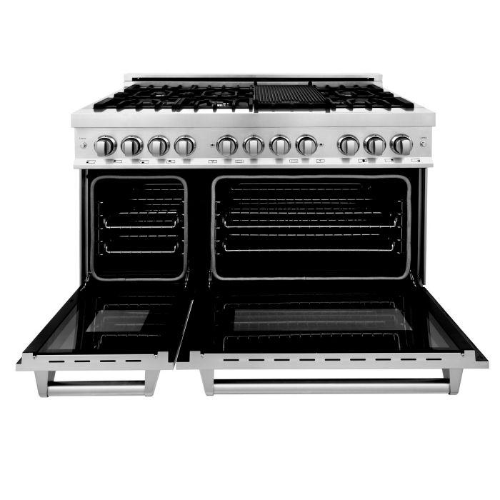 ZLINE Appliance Package - 48 in. Dual Fuel Range, 48 in. Range Hood, 2KP-RARH48