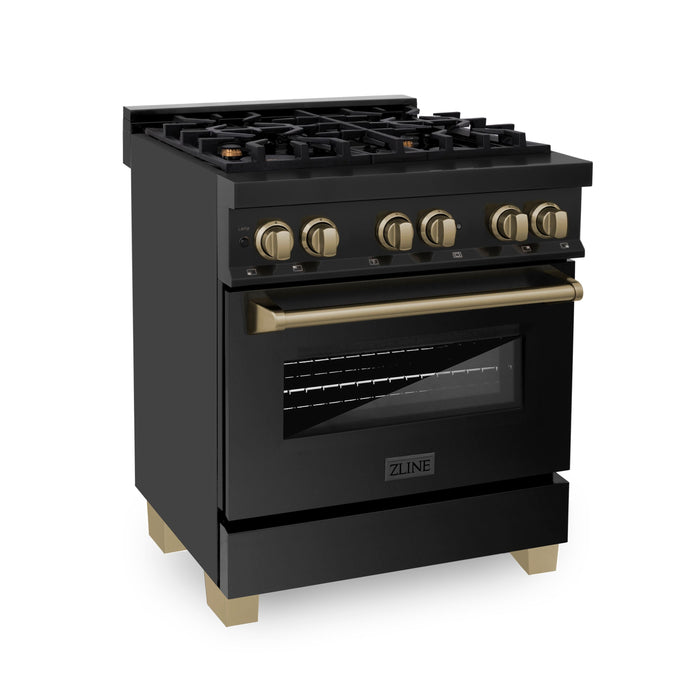 ZLINE Autograph 30" 4.0 cu. ft. Dual Fuel Range in Stainless Steel with Bronze Accents, RABZ-30-CB