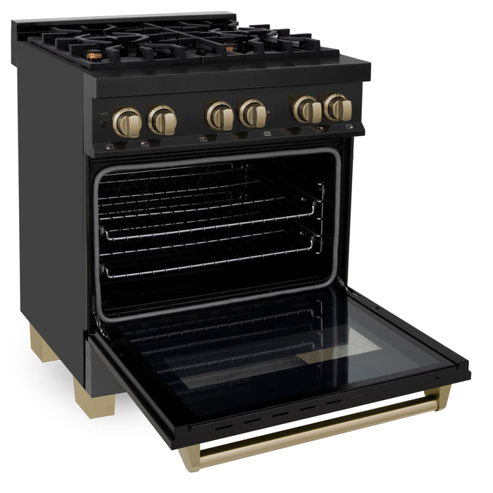 ZLINE Autograph 30" 4.0 cu. ft. Dual Fuel Range in Stainless Steel with Bronze Accents, RABZ-30-CB