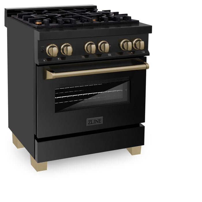 ZLINE Autograph 30" 4.0 cu. ft. Dual Fuel Range in Stainless Steel with Bronze Accents, RABZ-30-CB