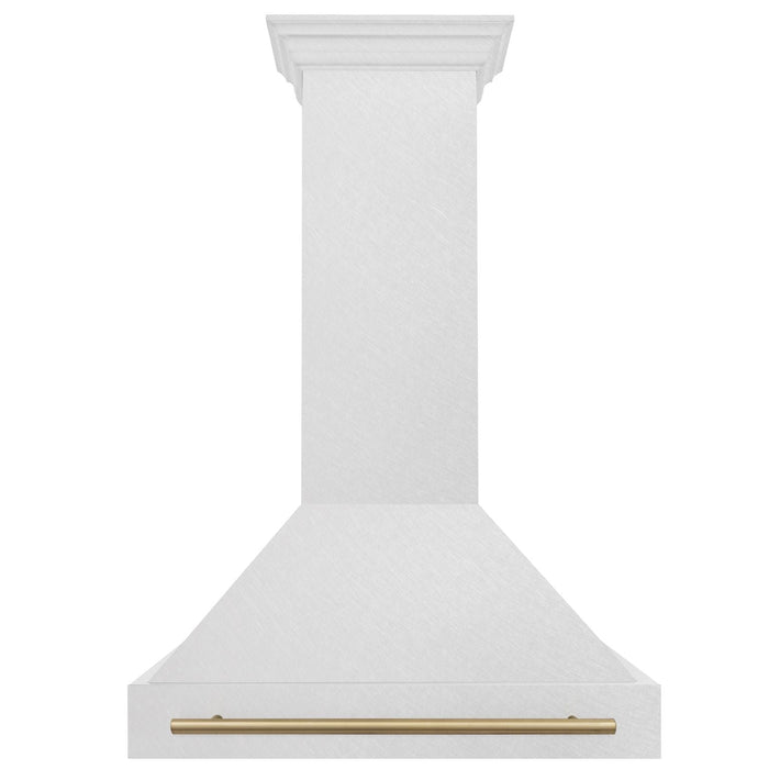 ZLINE Autograph 36 Inch DuraSnow® Stainless Steel Range Hood with DuraSnow® Shell and Champagne Bronze Handle, 8654SNZ-36-CB