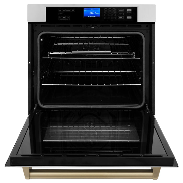 ZLINE Autograph Bronze Package - 36" Rangetop, 36" Range Hood, Dishwasher, Built-In Refrigerator, Microwave Drawer, Wall Oven