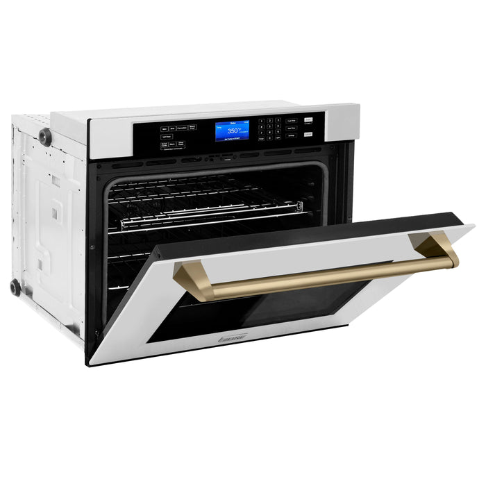 ZLINE Autograph Bronze Package - 36" Rangetop, 36" Range Hood, Dishwasher, Built-In Refrigerator, Microwave Drawer, Wall Oven