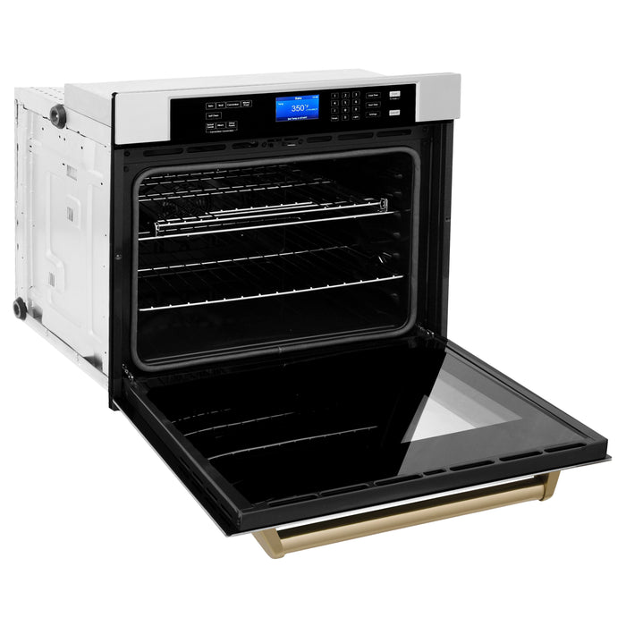 ZLINE Autograph Bronze Package - 36" Rangetop, 36" Range Hood, Dishwasher, Refrigerator, Microwave Drawer, Wall Oven