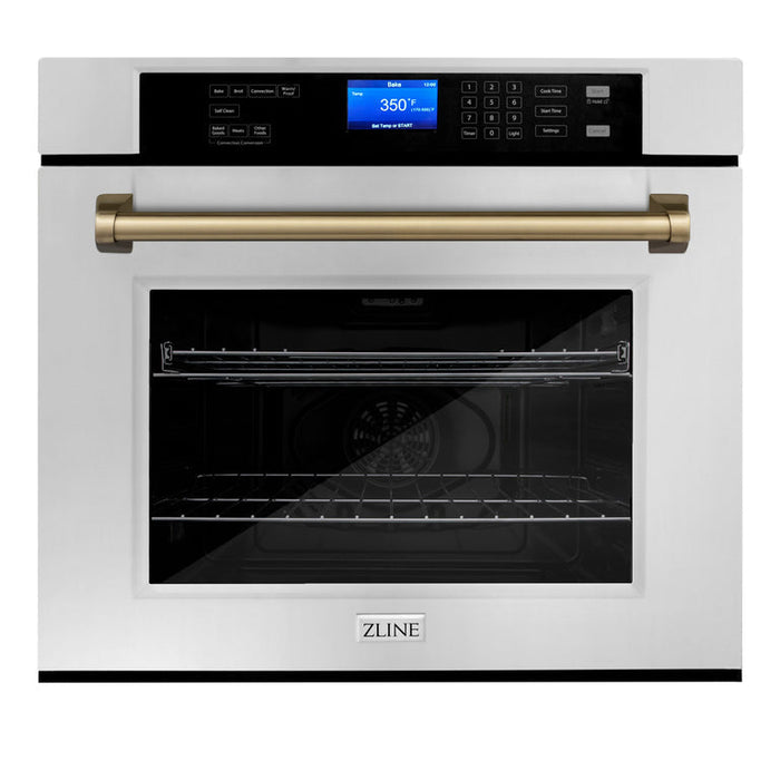 ZLINE Autograph Bronze Package - 48" Rangetop, 48" Range Hood, Dishwasher, Built-In Refrigerator, Microwave Oven, Wall Oven