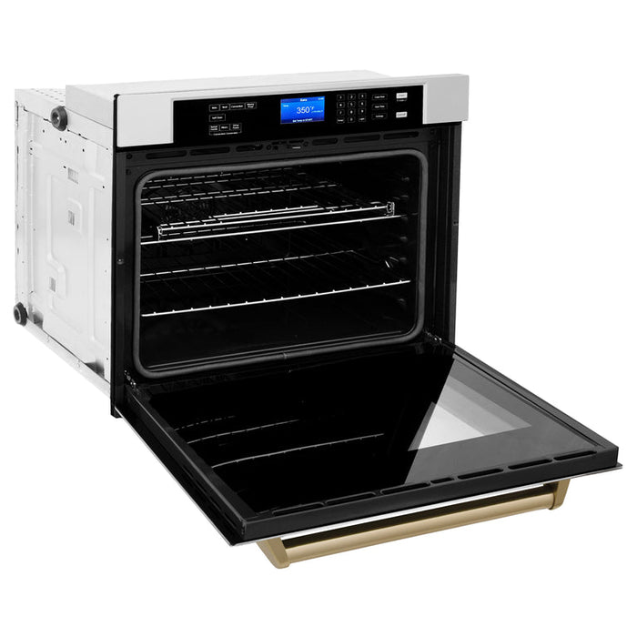 ZLINE Autograph Bronze Package - 48" Rangetop, 48" Range Hood, Dishwasher, Built-In Refrigerator, Microwave Oven, Wall Oven