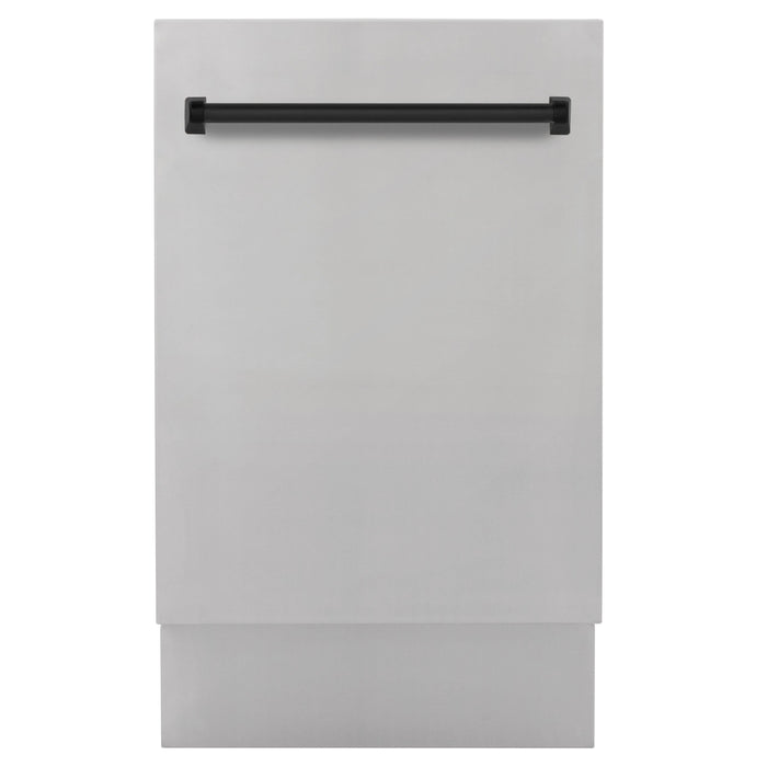 ZLINE Autograph Edition 18 in. Dishwasher in Stainless Steel with Matte Black Handle, DWVZ-304-18-MB