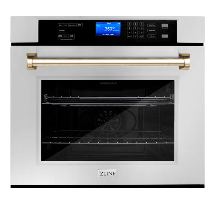 ZLINE Autograph Gold Package - 36" Rangetop, 36" Range Hood, Dishwasher, Built-In Refrigerator, Microwave Drawer, Wall Oven