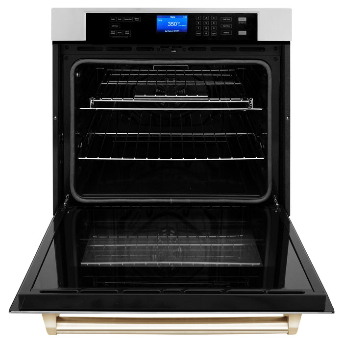 ZLINE Autograph Gold Package - 36" Rangetop, 36" Range Hood, Dishwasher, Built-In Refrigerator, Microwave Oven, Wall Oven