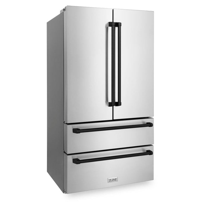 ZLINE Autograph Matte Black Package - 36" Rangetop, 36" Range Hood, Dishwasher, Refrigerator, Microwave Drawer, Wall Oven